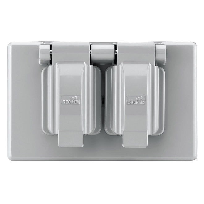 Eaton Duplex Receptacle Cover - Grey Thermoplastic - Self-Closing - 12 5/31-in W x 7 13/32-in L-Each