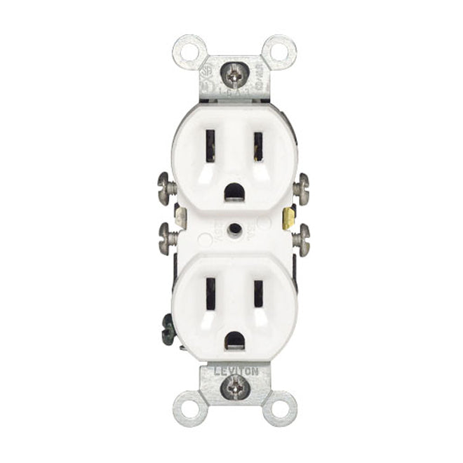 Eaton Straight Blade Grounding Duplex Receptacle - 1 1/3-in W x 4 1/5-in H - Thermoplastic - 125-volt-