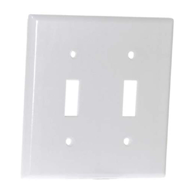 Eaton Standard 2-Gang Wall Plate - 2-Toggle Switch - White Plastic - 4 1/2-in W x 4 1/2-in H-