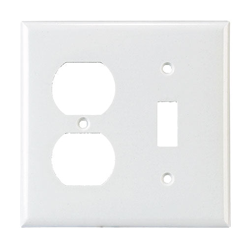 Eaton Standard 2-Gang Combined Wall Plate - Smooth - White Plastic - 4 1/2-in W x 4 1/2-in H-