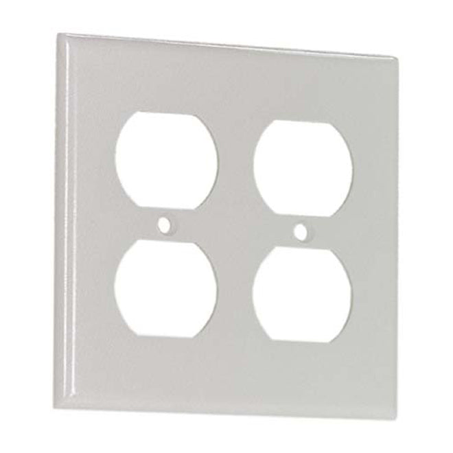 Eaton Quad Receptacle Wall Plate - White Plastic - 10 Per Pack - 4 1/2-in W x 4 1/2-in H-