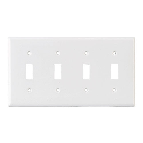 Eaton Standard 4-Gang Wall Plate - Toggle Switch - White Plastic - 8 3/16-in W x 4 1/2-in H-