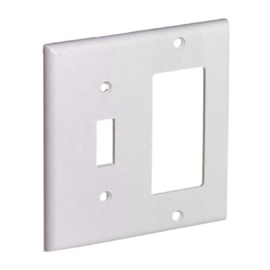 Eaton Combined 2-Gang Wall Plate - Thermoset - Polymer - White - 4 1/2-in W x 4 1/2-in H-