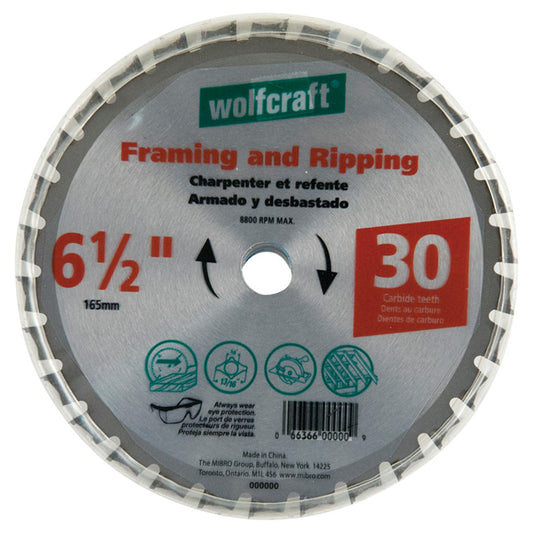 Wolfcraft Framing Circular Saw Blade - Carbide - 8800-RPM - 6 1/2-in dia - Each