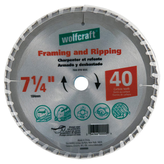 Wolfcraft Framing Circular Saw Blade - Carbide - 7900-RPM - 7 1/4-in dia - Each