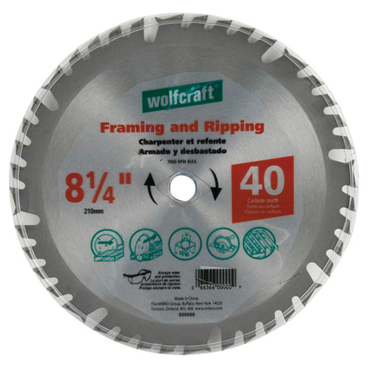 Wolfcraft Circular Saw Blade - Carbide - 7900-RPM - 8 1/4-in dia - Each