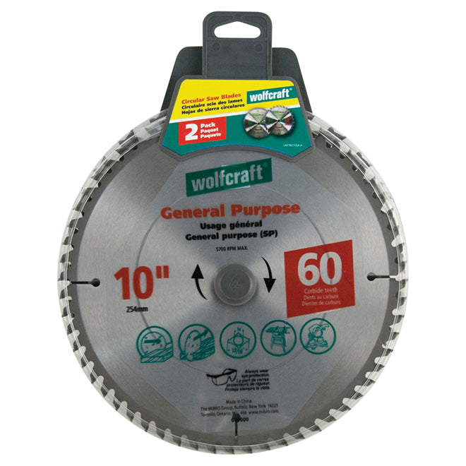 Wolfcraft General-Purpose Saw Blade - 5700-RPM - Carbide - 10-in dia - Each