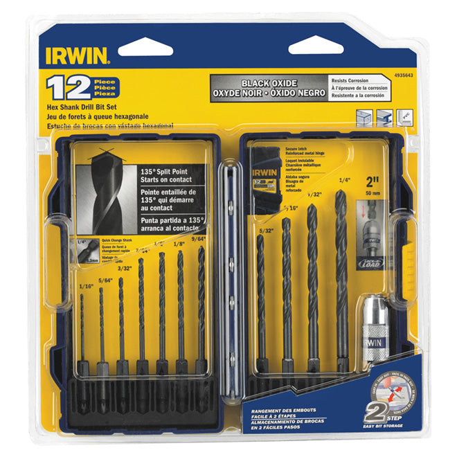 Irwin Drill Bits - High-Speed Steel - Set of 14 - 1/4-n Hex Shank - Each