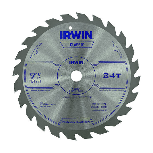 IRWIN Classic 7-1/4-in 24-Tooth Standard tooth Carbide Circular Saw Blade - Each