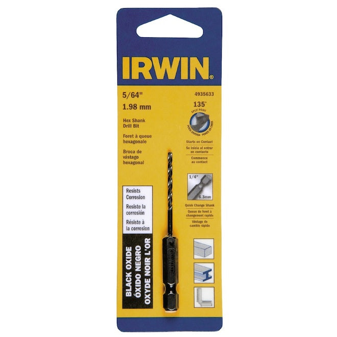 IRWIN  5/64-in Dia. Black Oxide Hex Shank Drill Bit - Each