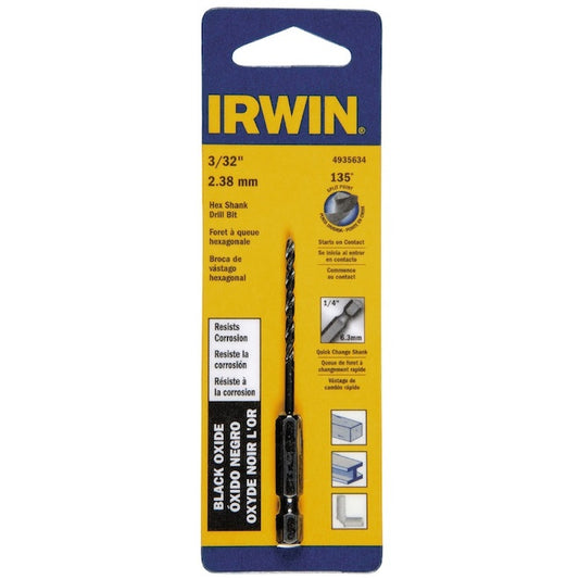 IRWIN 3/32-in Dia. Black Oxide Hex Shank Drill Bit - Each