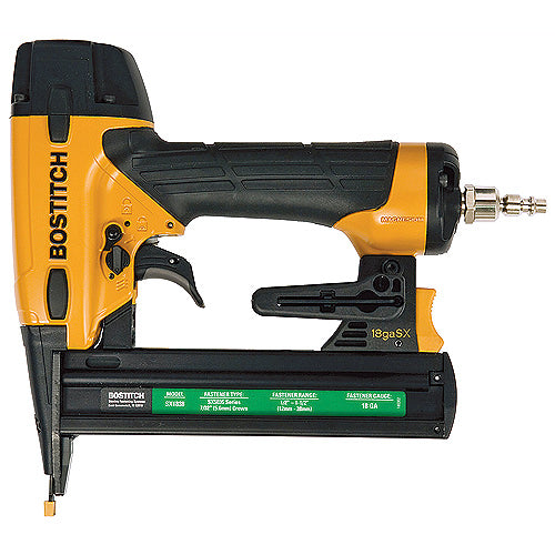 Bostitch Lightweight Pneumatic Stapler Kit - 7/32-in Crown - 18-Gauge - Depth Adjustment - Contact Trigger - Each