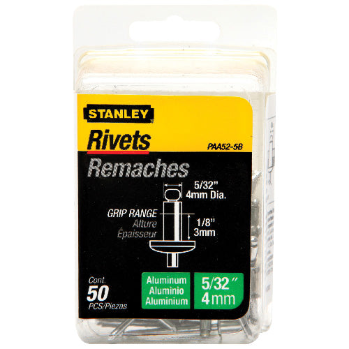 Stanley Blind Rivets - Aluminum - 50 Per Pack - 5/32-in dia x 1/8-in Grip Range - Each