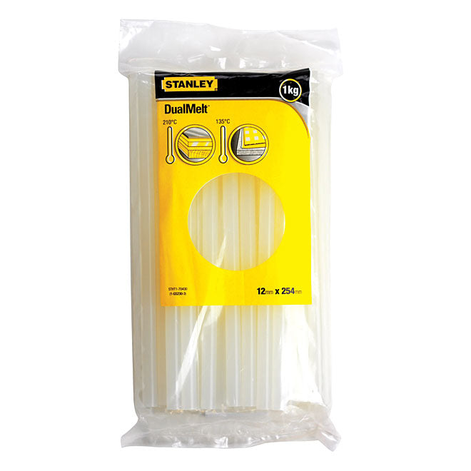 Stanley Hot Melt Glue Sticks - Clear - Dual Temperature - Heat Sensitive - 1 kg - Pack