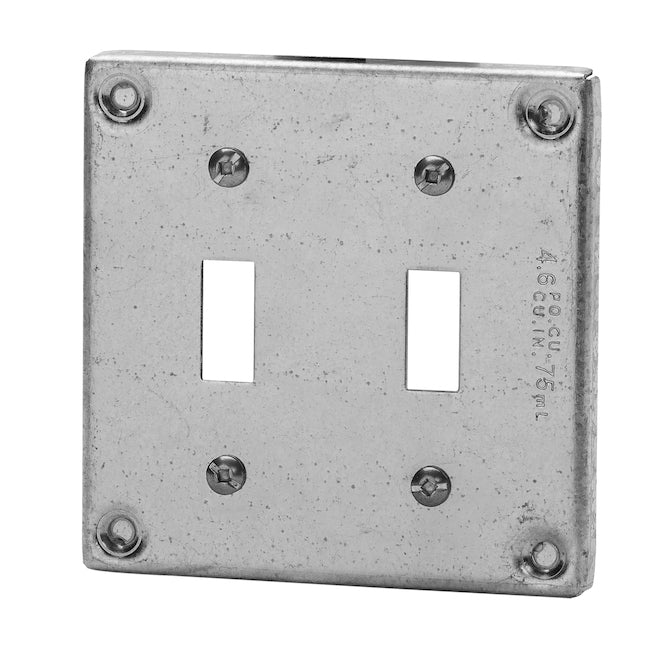 4" Square Steel Cover for Dual Switch-Each