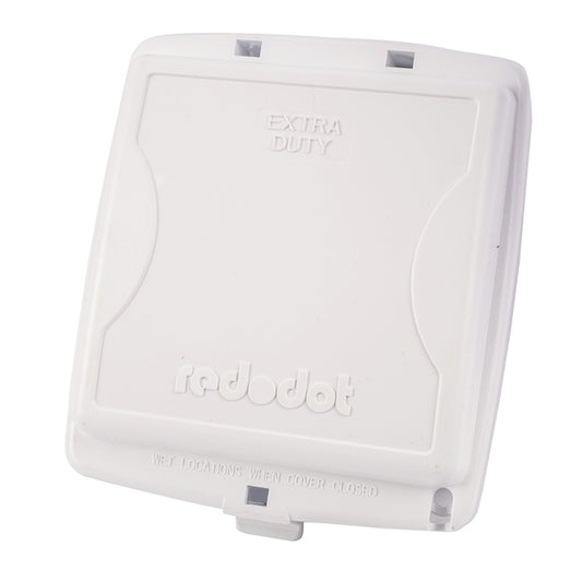 Reddot Non-Metallic White 2-Outlet Weatherproof Electrical Outlet Cover-Each
