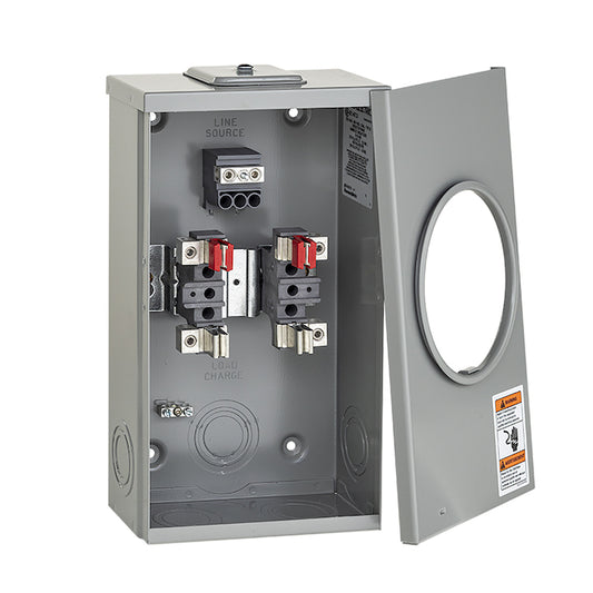 Microlectric 100A 600V 4-Jaw King Size Enclosure Meter Socket - Overhead-Underground Combination - Insulated Neutral-Each