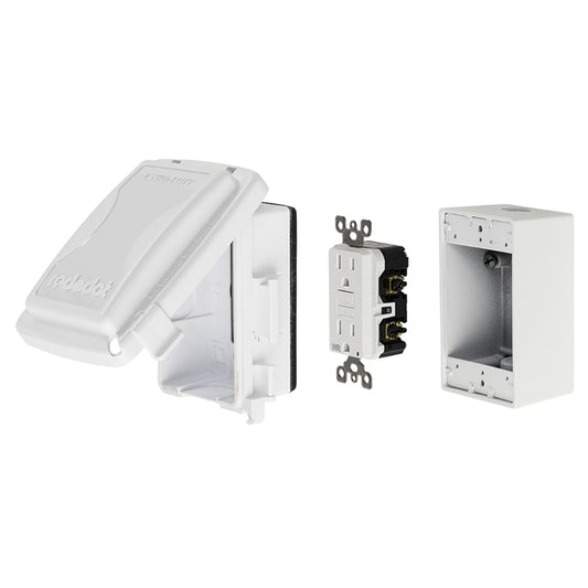 Reddot 1-Gang White Metal Weatherproof Rectangle Indoor or Outdoor Electrical Box-Each