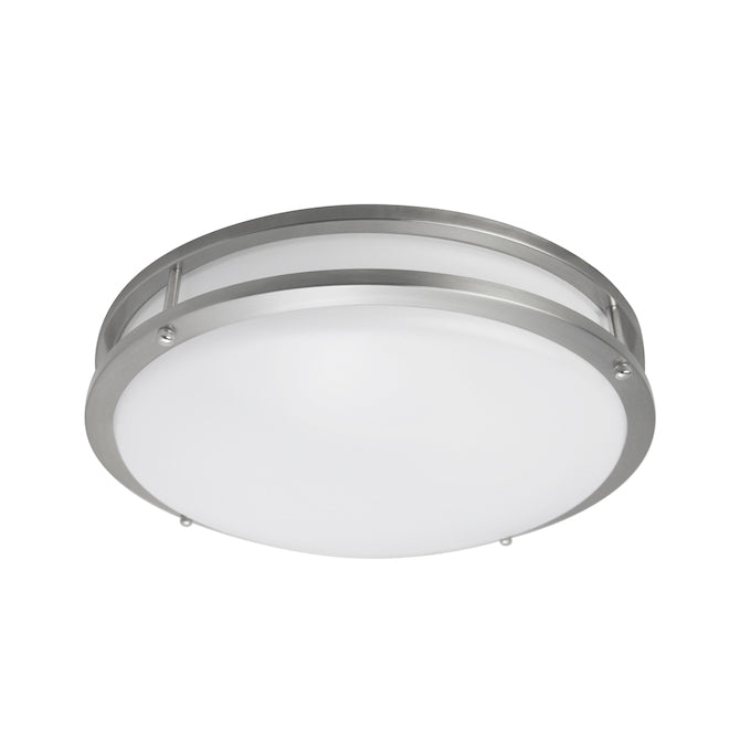 Project Source Round Flush Mount Ceiling Light - LED - 14-in - Metal/Acrylic - Brushed Nickel-