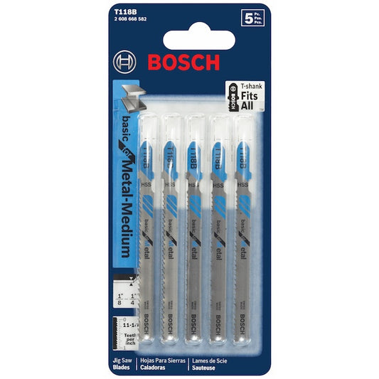 Bosch T-Shank Jigsaw Blades - 3 5/8-in - 11-14 Progressive TPI - High-Speed Steel - 5 per Pack - Each