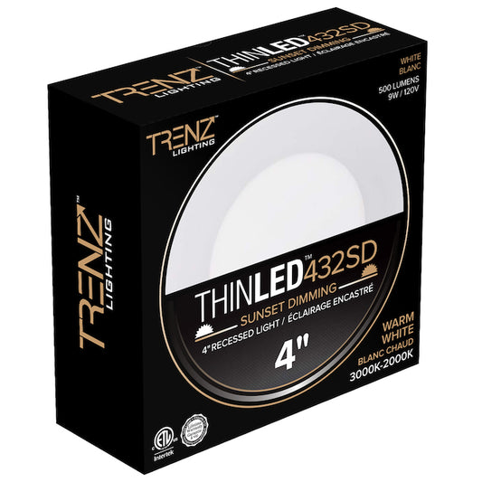 Trenz ThinLED 4-in LED Recessed Downlight - 9 W - Warm White - Dimmable - 3000K/2000K-