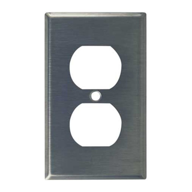 Cooper Wiring 1-Gang Duplex Wall Plate - Stainless Steel - Residential - 4 1/2-in H x 2 3/4-in W x 3/32-in D-