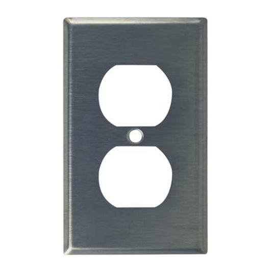 Cooper Wiring 1-Gang Duplex Wall Plate - Stainless Steel - Residential - 4 1/2-in H x 2 3/4-in W x 3/32-in D-