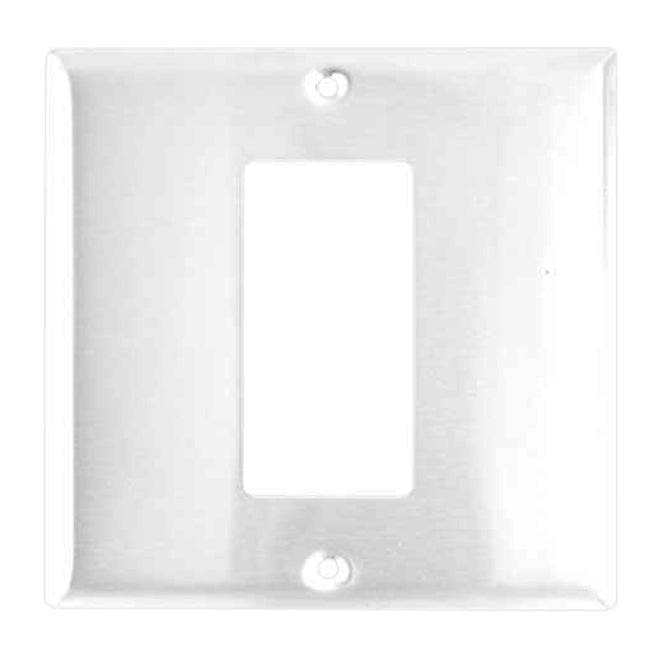 Eaton 1-Gang - GFI Receptacle Wall Plate - White - Standard - 4 1/2-in H x 4 1/2-in W x 3/32-in D-