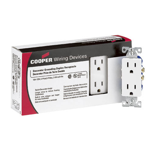 Cooper Duplex Receptacle Grounding Outlet - Straight Blade - 15-amp - 125-volt-