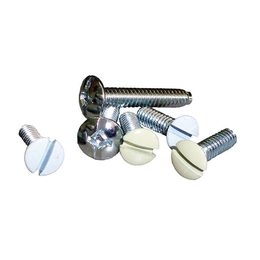 Eaton Assorted Wall Plate Screws - White - Stainless Steel - Decorator - 30-Pack-