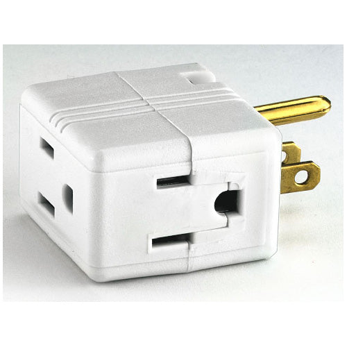 Eaton 3-Outlet Adapter - White Plastic - 15-amp - 125-volt-Each