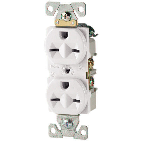 Cooper Industries Duplex Outlet - Straight Blade - Nylon - White - 15 A - 250 V-