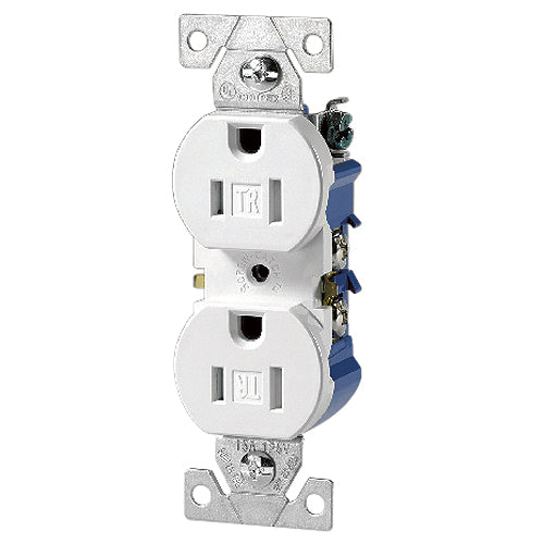 Eaton Tamper Resistant Duplex Receptacle - Thermoplastic and Brass - White - 125-Volt-