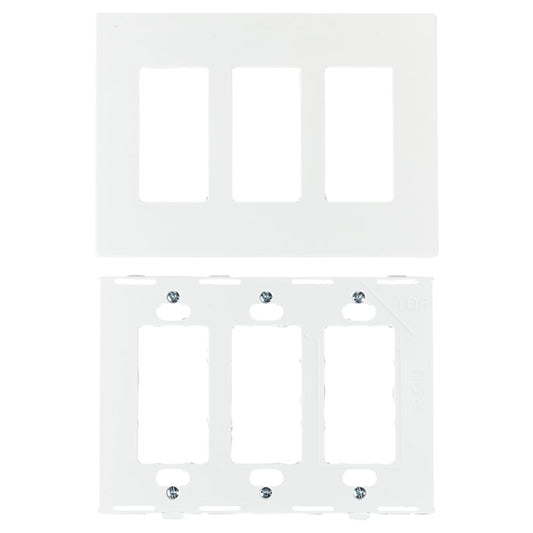 Cooper 3-Gang Midsize Wall Plate - Screwless - White - 6 3/4-in W x 4 7/8-in L-