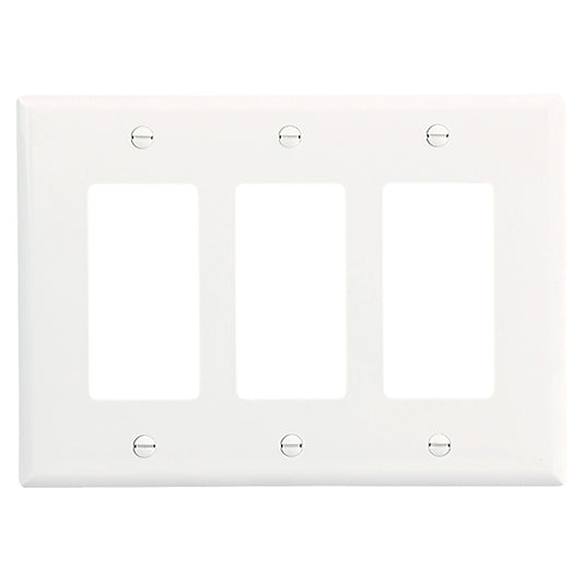 Cooper 3-Gang Midsize Wall Plate - Polycarbonate - White - 6 3/8-in W x 4 1/2-in L-