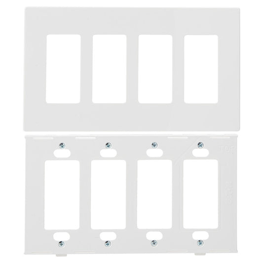 Cooper 4-Gang Midsize Wall Plate - Polycarbonate - White - 5-in W x 4 7/8-in L-