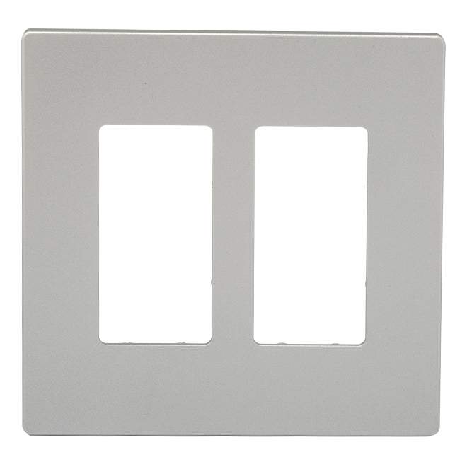 Eaton 2-Gang Midsize Wall Plate - Screwless - Polycarbonate - Silver - 4 15/16-in W x 4 7/8-in L-