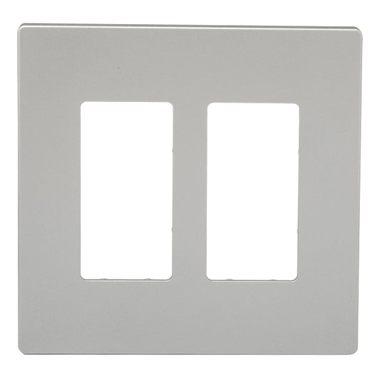 Eaton 2-Gang Midsize Wall Plate - Screwless - Polycarbonate - Silver - 4 15/16-in W x 4 7/8-in L-