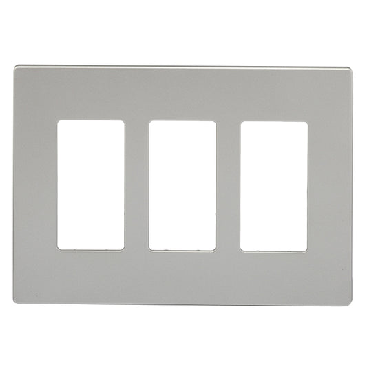 Eaton 3-Gang Midsize Wall Plate - Screwless - Polycarbonate - Silver - 6 3/4-in W x 4 7/8-in L-