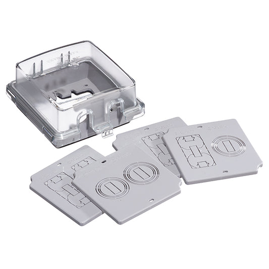 Weatherproof Cover for 2-Gang Outlet - Grey-