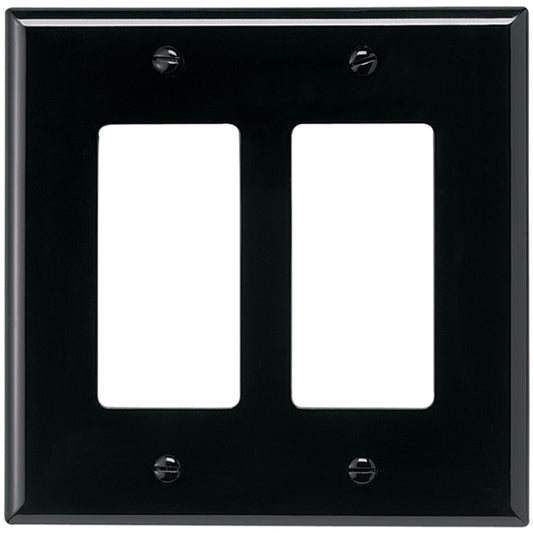 Eaton 2-Gang Black Polycarbonate Double Decorator Wall Plate-