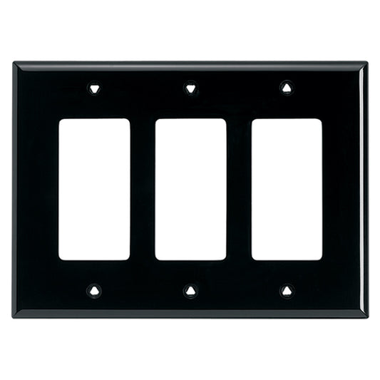Eaton 3-Gang Black Polycarbonate Triple Decorator Wall Plate-