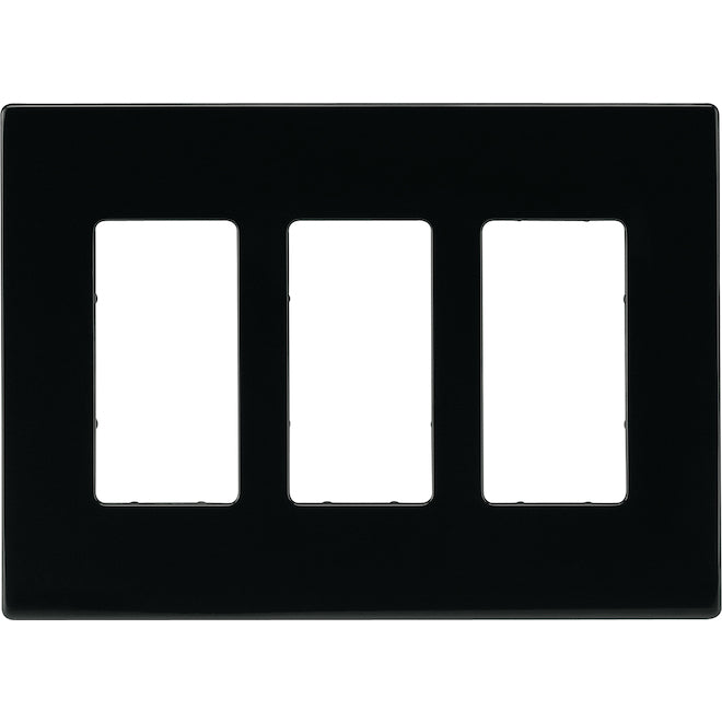 Eaton 3-Gang 1-Pack Black Decorator Screwless Midsize Wall Plate-