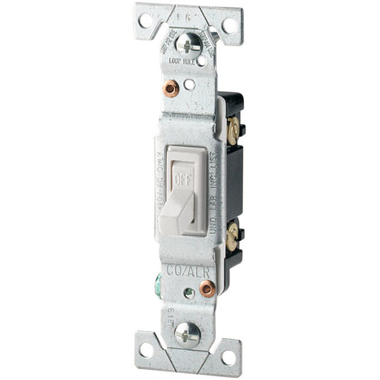Eaton 15-Amp Single-Pole White Toggle Residential Light Switch (1-Pack)-Each