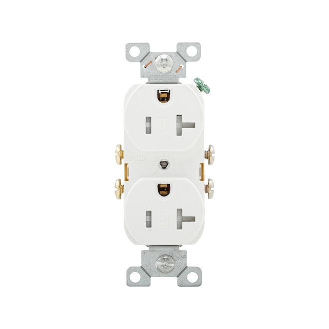 Eaton White 20-Amp Duplex Tamper-Resistant Outlet (1-Pack)-