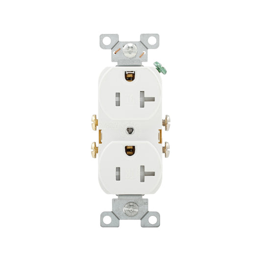 Eaton White 20-Amp Duplex Tamper-Resistant Outlet (1-Pack)-