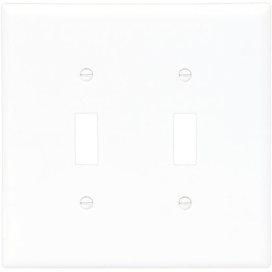 Eaton 2-Gang 1-Pack White Toggle Standard Wall Plate-