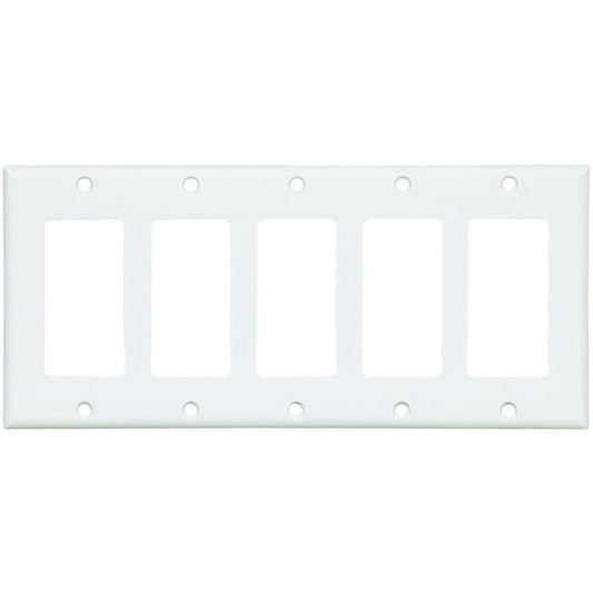 Eaton 5-Gang 1-Pack White Decorator Standard Wall Plate-