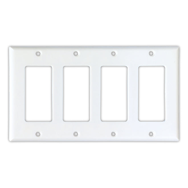 Eaton Standard 4-Gang Wall Plate - Plastic - White - 8 3/16-in W x 4 1/2-in H-