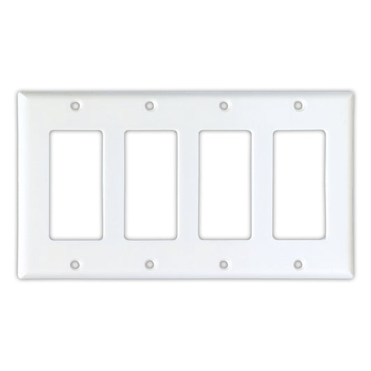 Eaton Standard 4-Gang Wall Plate - Plastic - White - 8 3/16-in W x 4 1/2-in H-
